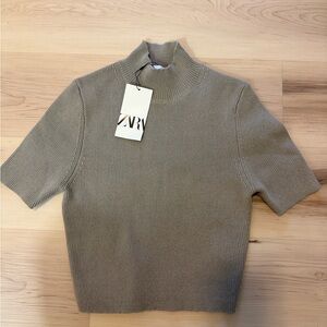 NWT ZARA Knit Mock Neck Top